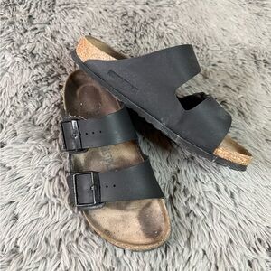 Birkenstock Arizona Black Sandals Women’s EU 38 US 7 Cork Footbed Double Strap